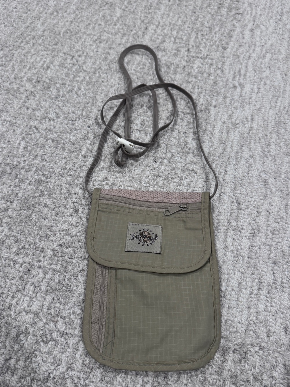 Olive Green Travel Neck Pouch with Adjustable Strap
